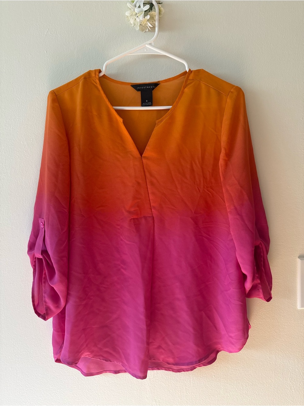 Investments Ombre V-Neck Tunic in Orange and Pink